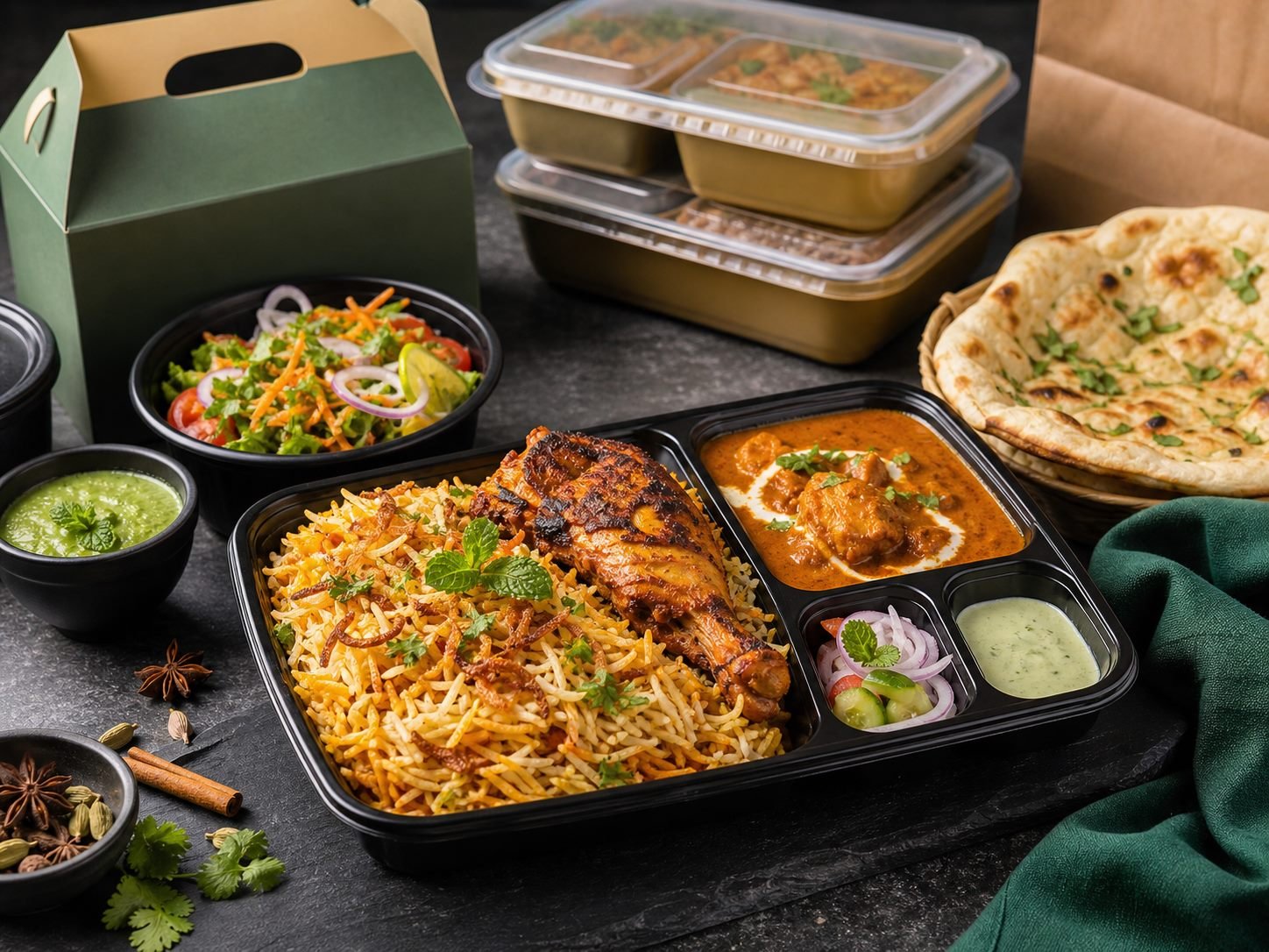 Fresh Asian cloud kitchen meal ready for online order